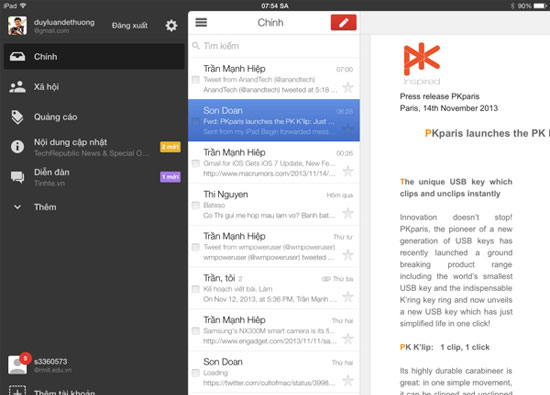 Google cập nhật thêm tính năng Gmail cho iOS