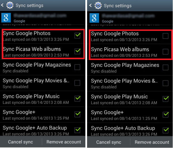 Sync Google Photos và Sync Picasa Web album Hướng dẫn bạn loại bỏ các thư mục ảnh trống trong máy Android