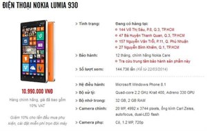 Giá Lumia 930 bất ngờ giảm sốc 2 triệu đồng