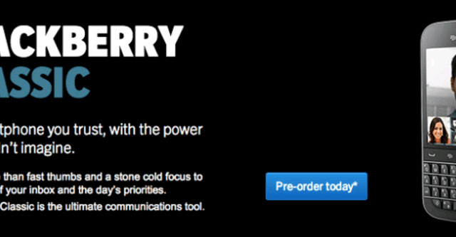 BlackBerry Classic BlackBerry Classic cho phép đặt trước với giá 449 USD