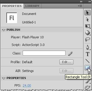 Flash CS4: Rectangle Tool, tọa độ và kích thước