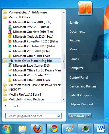 Dùng MS Office 2010 Starter Beta từ ổ USB 