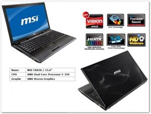 MSI CR650 – Laptop với vi xử lý AMD E-350 APU