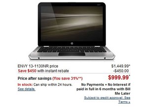 HP Envy 13 giảm giá 450 USD