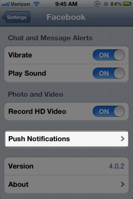 Tắt các thông báo cụ thể trên ứng dụng Facebook for iOS