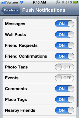 Tắt các thông báo cụ thể trên ứng dụng Facebook for iOS