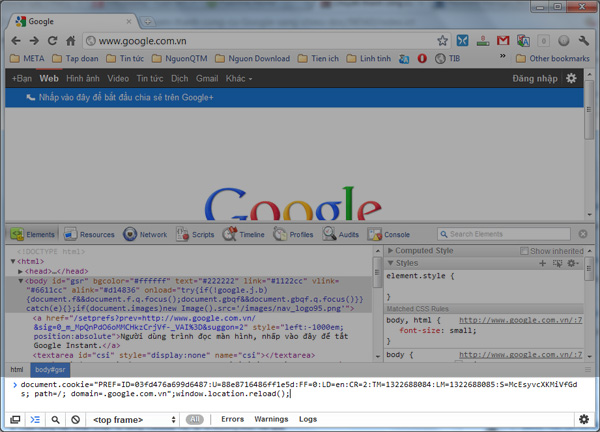 Chuyển thanh công cụ Google sang chiều dọc