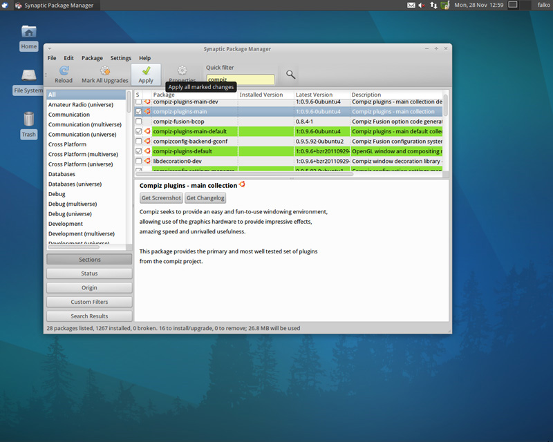chọn các package tương ứng