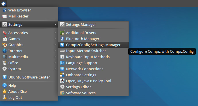 mở Settings > CompizConfig Settings Manager