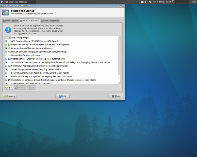 chọn Application Autostart > Add