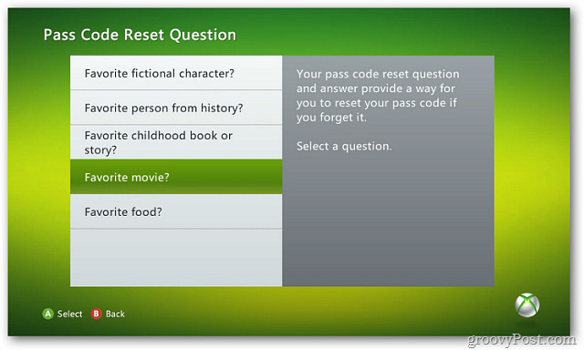 tạo Password Reset question
