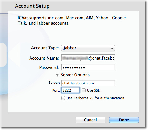 cấu hình hệ thống chat facebook