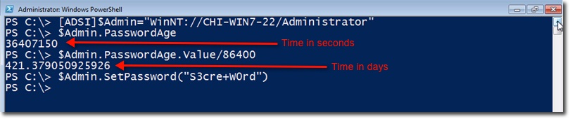 sử dụng $Admin.PasswordAge