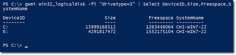 áp dụng Win32_LogicalDisk