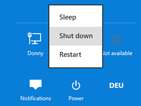Tắt máy tính Windows 8