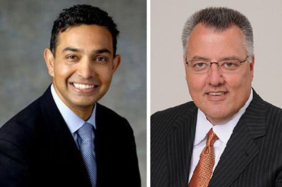 CEO của Motorola Mobility và Motorola Solutions, Sanjay Jha và Greg Brown