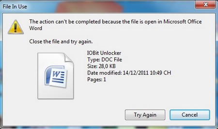 Thông báo lỗi không xóa được file