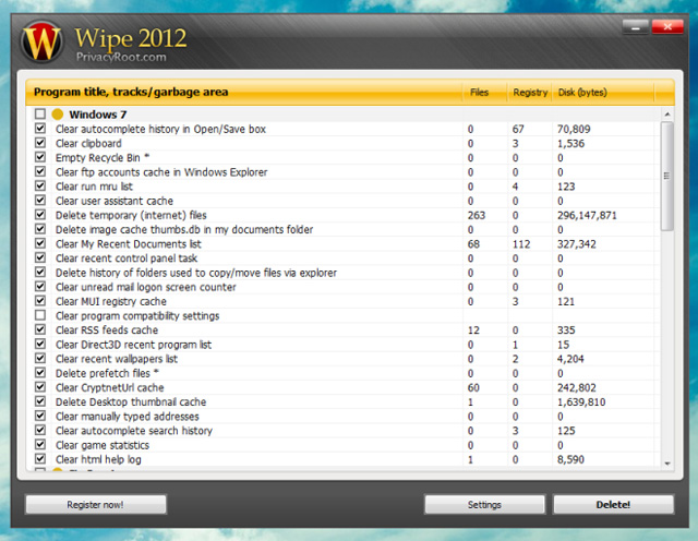 Xoá sạch dấu vết các hoạt động online và local với Wide 2012