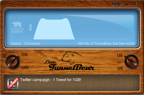 Giao diện TunnelBear sẽ hiển thị màu xanh khi kết nối thành công. Mẹo truy cập và dùng thử Google Music