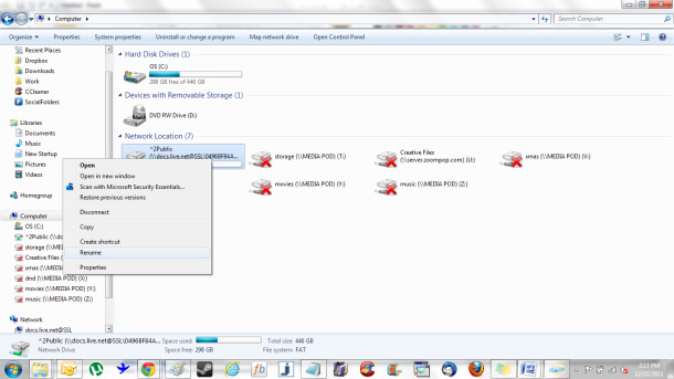 Kết nối thư mục lưu trữ SkyDrive trong Windows 7