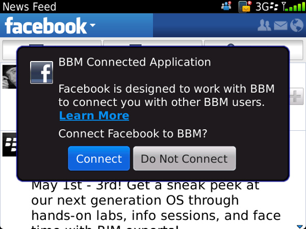 Ra mắt Facebook v.3.3 cho BlackBerry Ra mắt Facebook v.3.3 cho BlackBerry, tích hợp BBM