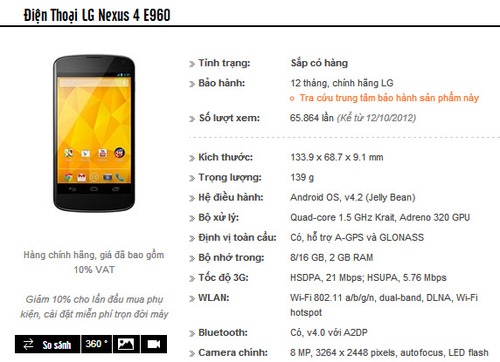 LG chuẩn bị bán Nexus 4 chính hãng LG chuẩn bị bán Nexus 4 chính hãng
