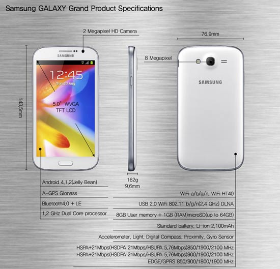 Samsung ra mắt Galaxy Grand màn hình WVGA 5-inch