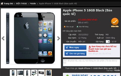 iPhone 5 xách tay xuống giá ở ngưỡng 15 triệu đồng?