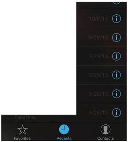 Phần ngày tháng ở màn hình Recents của ứng dụng FaceTime cực kỳ khó đọc Những sai sót "ngớ ngẩn" của Apple khi thiết kế iOS 7