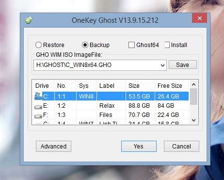 Tạo bản ghost cho Windows 8