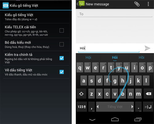 Thiết lập viết gõ từ bằng viết tắt hoặc gõ dấu bằng cách vẽ Bộ gõ với khả năng 'vẽ dấu' trên Android