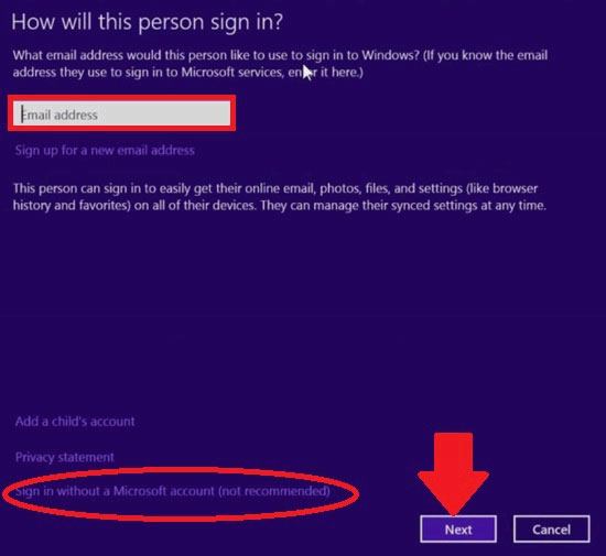 Nhập email đăng kí tài khoản Microsoft Hướng dẫn tạo tài khoản trong Windows 8