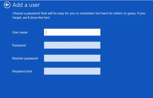 Nhập những thông tin cho tài khoản chỉ có hiệu lực trên máy này của bạn như tên người dùng và mật khẩu Hướng dẫn tạo tài khoản trong Windows 8