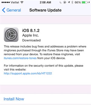 iOS 8.1.2 chính thức cho tải về, sửa lỗi nhạc chuông bị xóa