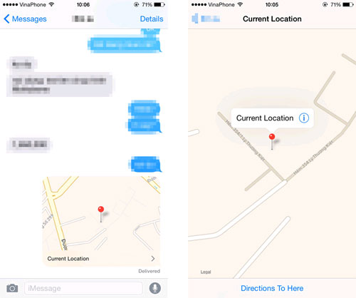 Chia sẻ vị trí đang đứng theo dạng chụp nhanh một tấm ảnh Cách chia sẻ vị trí iPhone của bạn trên iOS 8