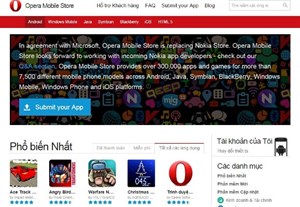 Opera Mobile Store sẽ thay thế Nokia Store trên điện thoại Nokia