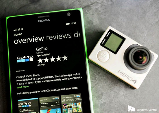 Gopro cho Windows Phone GoPro cho WP cập nhật hỗ trợ thêm Camera Hero 4