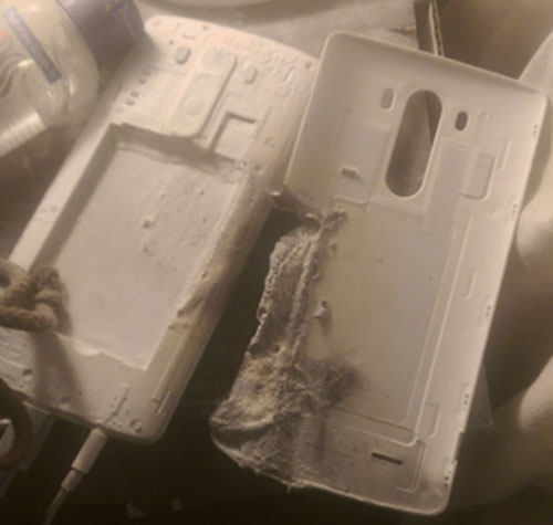 Điện thoại LG G3 phát nổ trong khi sạc pin Điện thoại LG G3 phát nổ trong khi sạc pin