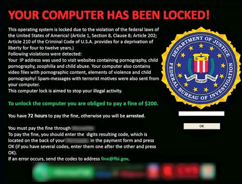 Thông báo khóa màn hình máy tính đòi tiền chuộc của mã độc Reveto Biến thể mới của mã độc "tống tiền" Reveton