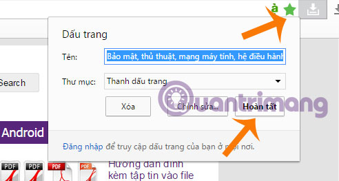 Cách tạo bookmark trên Cốc Cốc