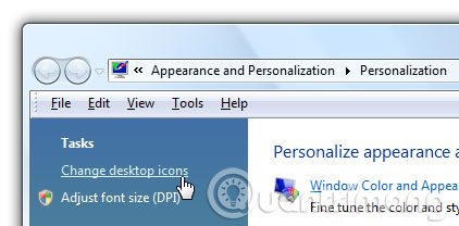 Thêm biểu tượng trong Windows 7.8 và Vista