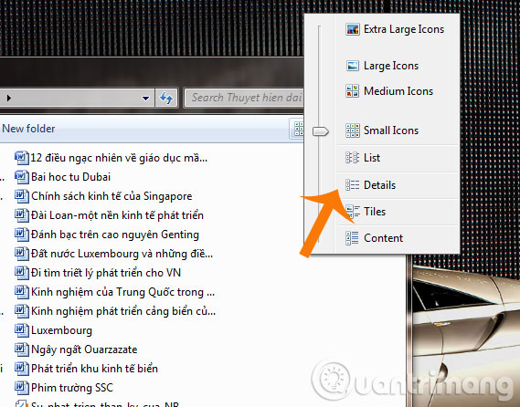 Chọn mục Details để hiển thị chi tiết của các files