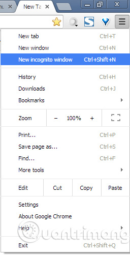 Mở Chrome ở chế độ riêng tư