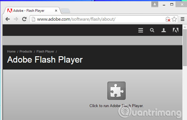 Giao diện trang chủ Adobe Flash Player