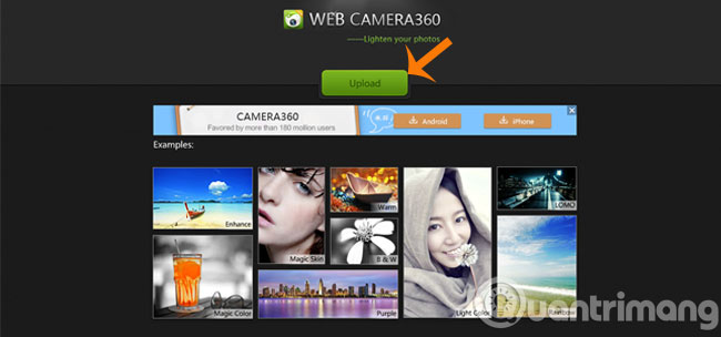 Giao diện trang chủ WebCamera360