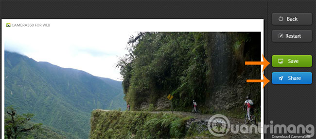 Ấn Save và Share để lưu ảnh và chia sẻ lên MXH