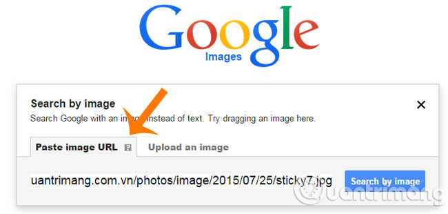 Các bạn paste link ảnh vào khung Search by image