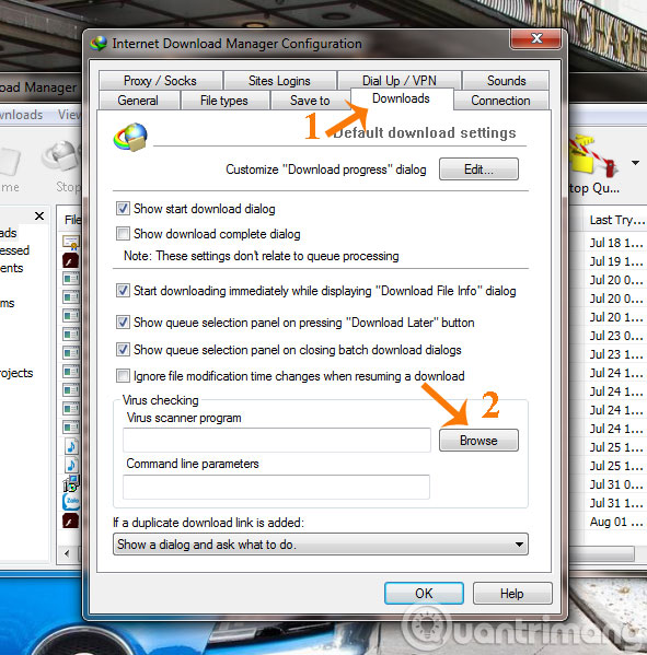 Thiết lập chế độ diệt virus tự động sau khi tải file từ IDM