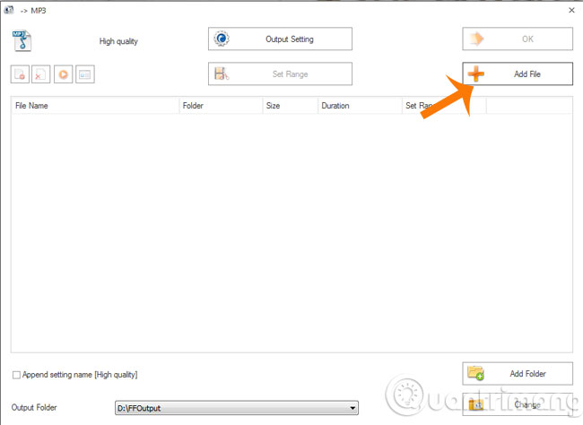 Sau đó xuất hiện cửa sổ WMA, nhấn Add File để chọn file nhạc mà bạn muốn cắt.