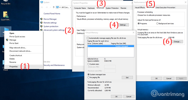Thiết lập RAM ảo cho Windows 10